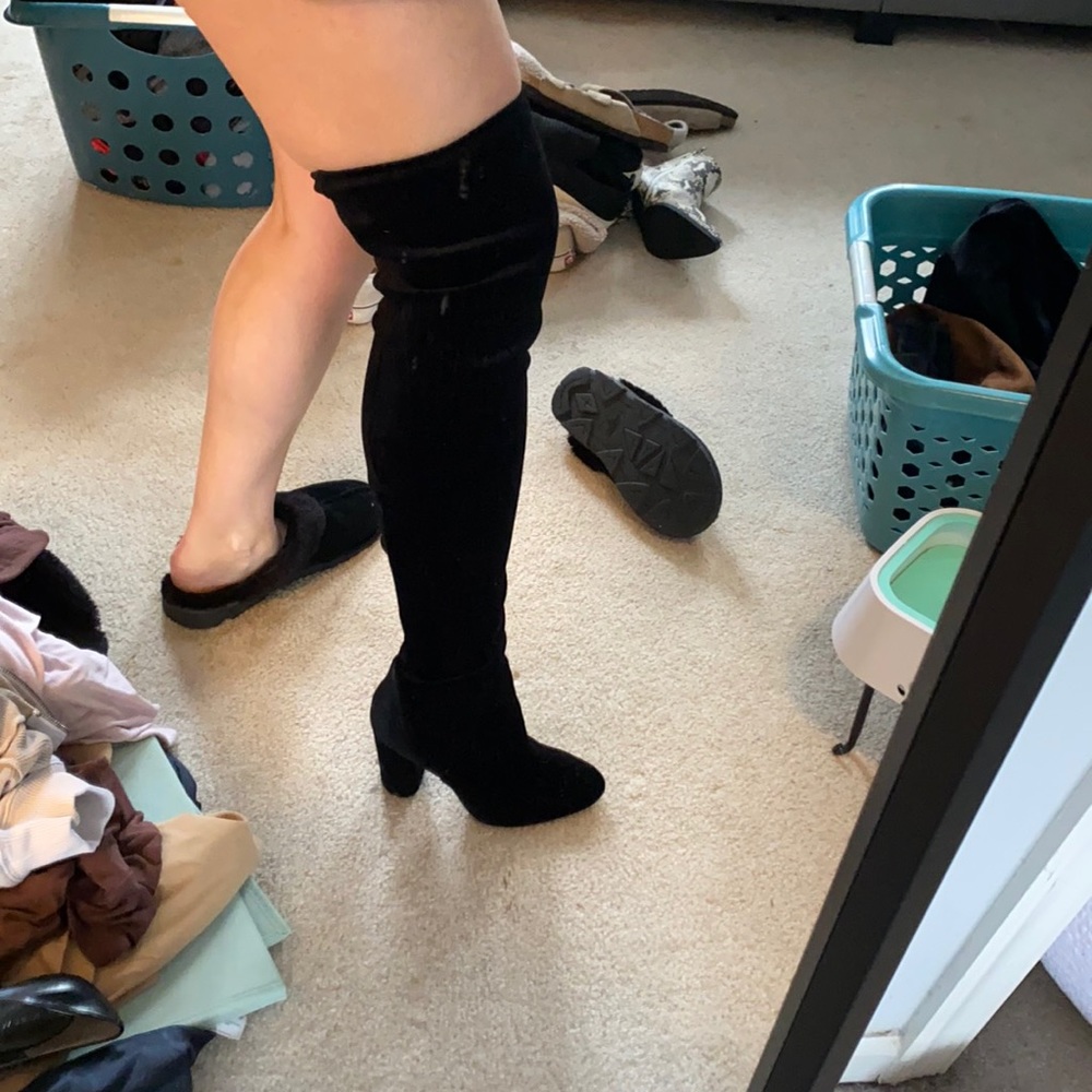 Black thigh high boots